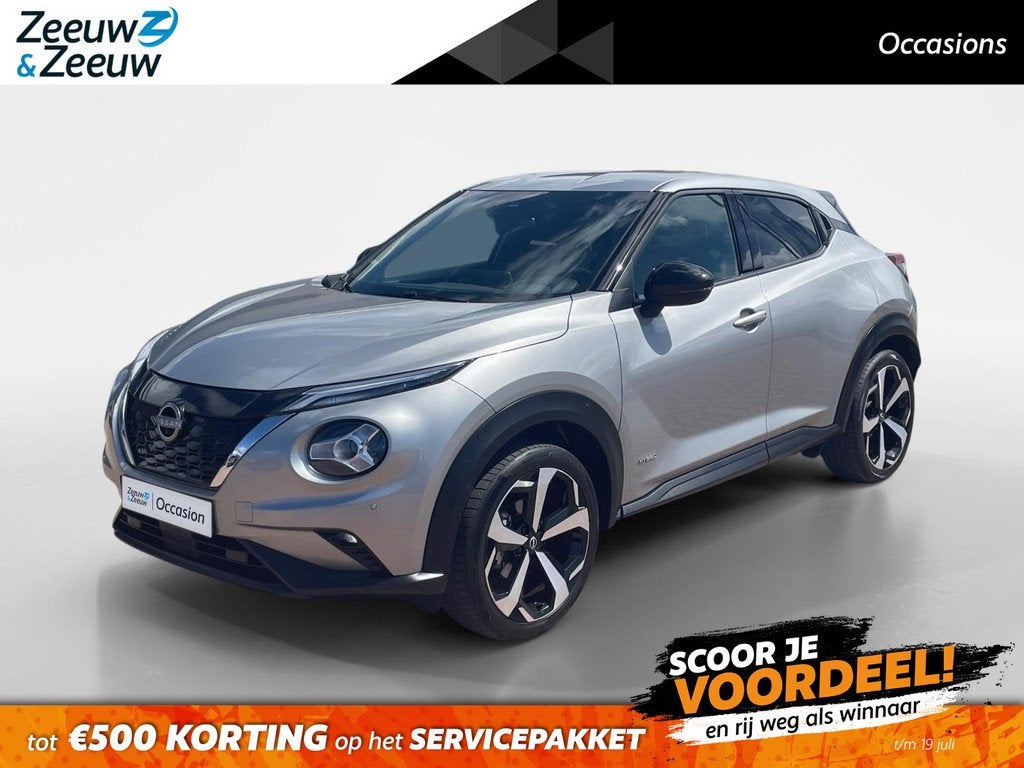 Nissan Juke 1.6 Hybrid Tekna *Navi+Camera*Climate*Parc Assis, Auto's, Nissan, 1300 kg, Leder en Stof, Origineel Nederlands, Bedrijf