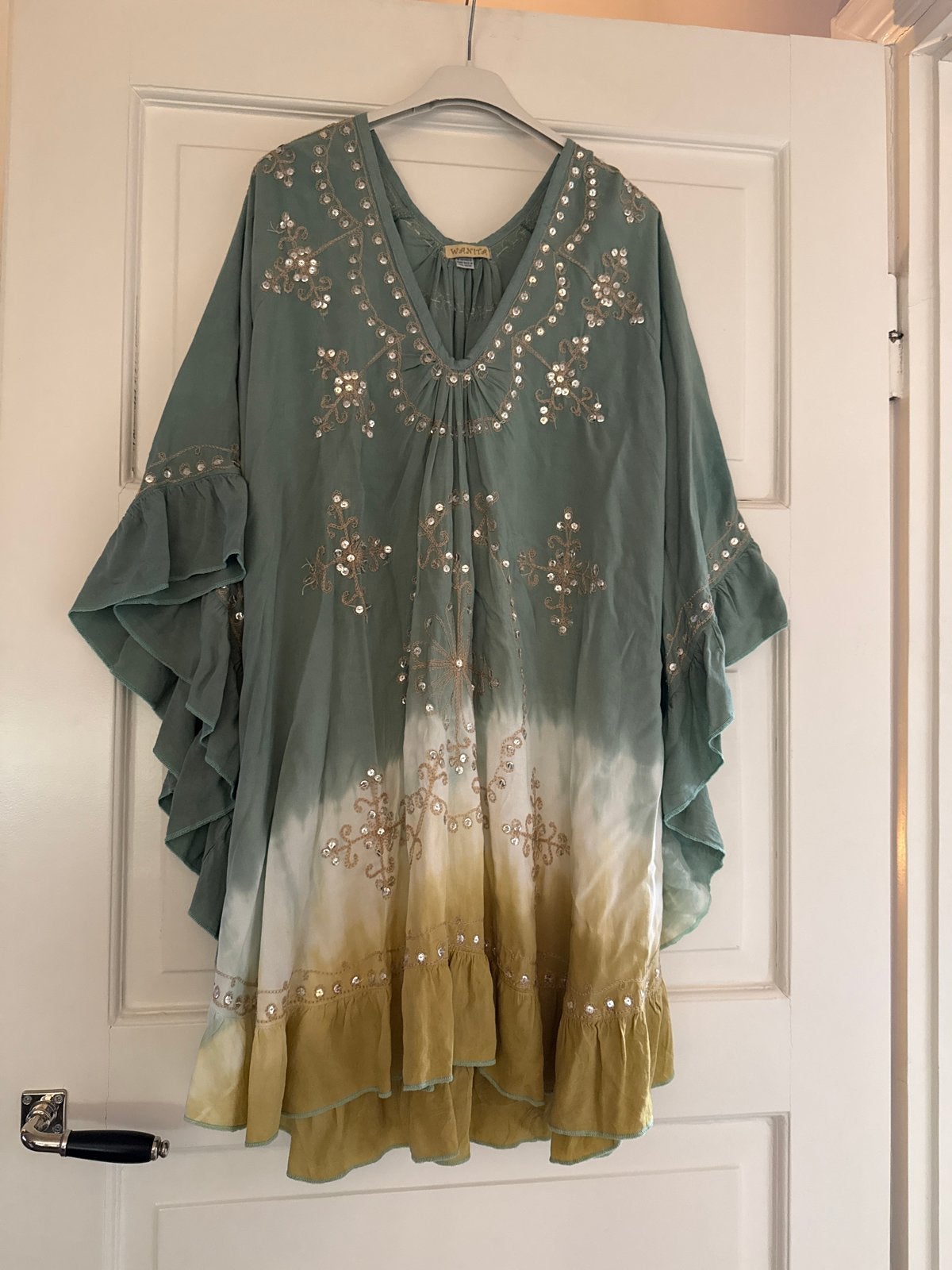 Boho Kaftan Tuniek met Pailletten - Maat M/L, Ophalen of Verzenden, Zo goed als nieuw, Maat 36 (S), Boven de knie