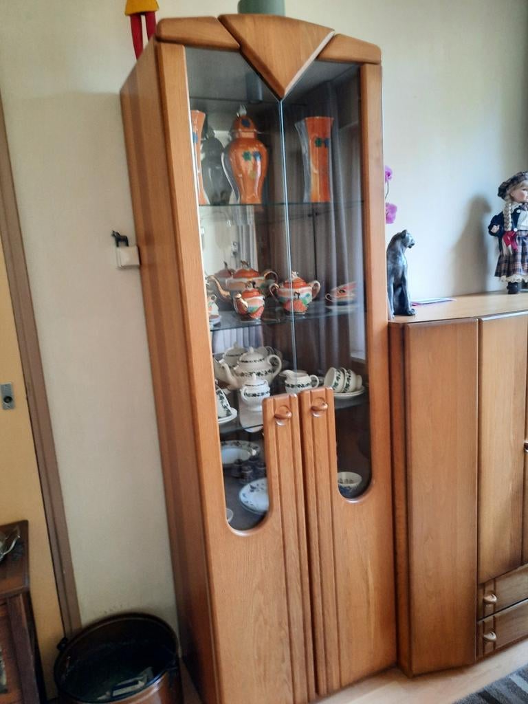 Vintage Vitrinekast met Glazen Deuren, Antiek en Kunst, Ophalen