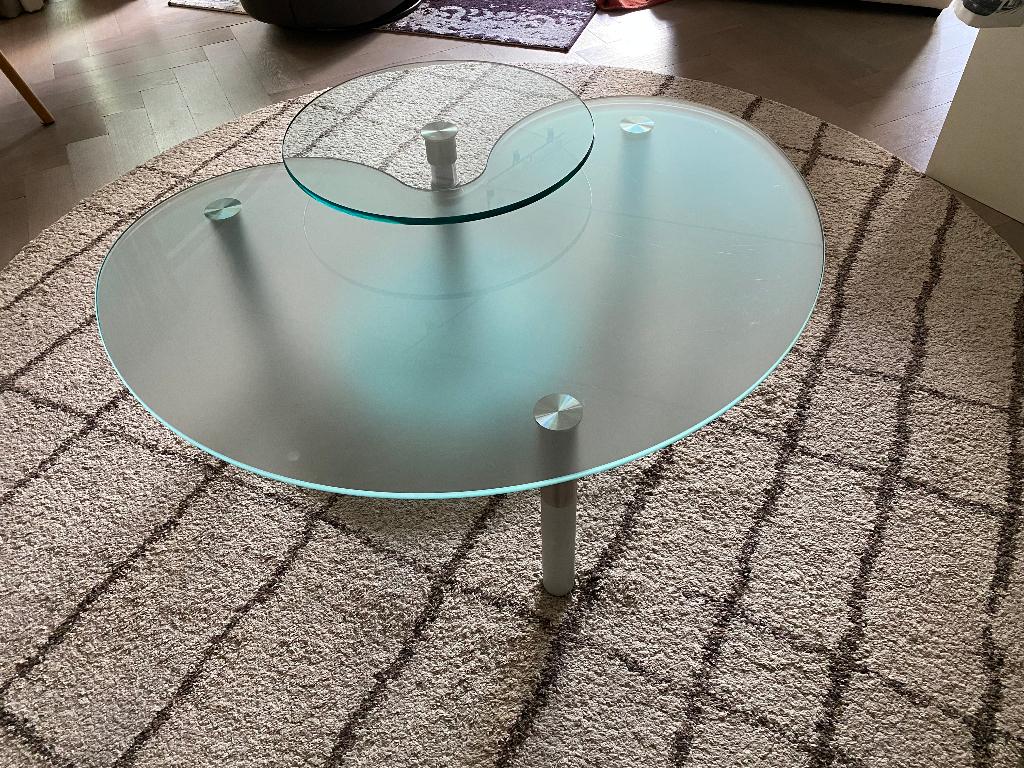 Bijzettafel, Huis en Inrichting, Tafels | Bijzettafels, Ophalen, Minder dan 45 cm, Gebruikt, Glas
