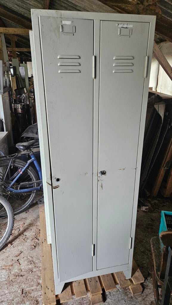 Metalen lockerkast - Grijs, 2 deuren, Ophalen, Gebruikt, Industrieel, Vintage