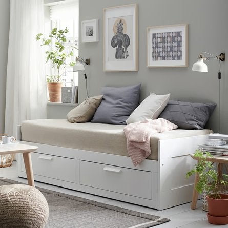 Brimnes Bedbank - praktisch nieuw, Huis en Inrichting, Ophalen, Verstelbaar, Wit, 80 cm