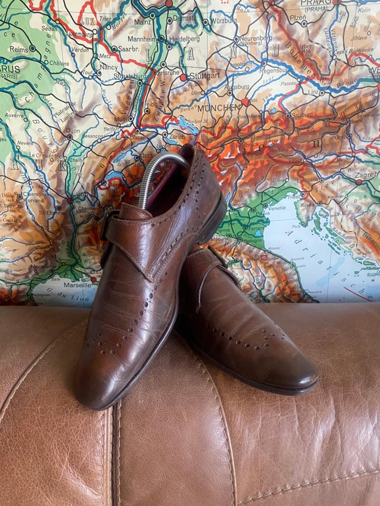 Vero Cuoio lederen brogue met gesp maat 40, Bruin, Ophalen of Verzenden, Gespschoenen, Zo goed als nieuw