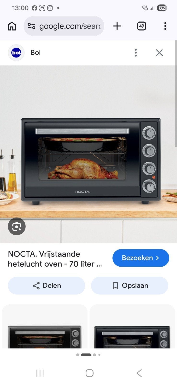 Nocta Elektrische Oven 70 Liter Grijs Hetelucht & Multifunc, Minder dan 45 cm, Oven, Nieuw, Ophalen of Verzenden