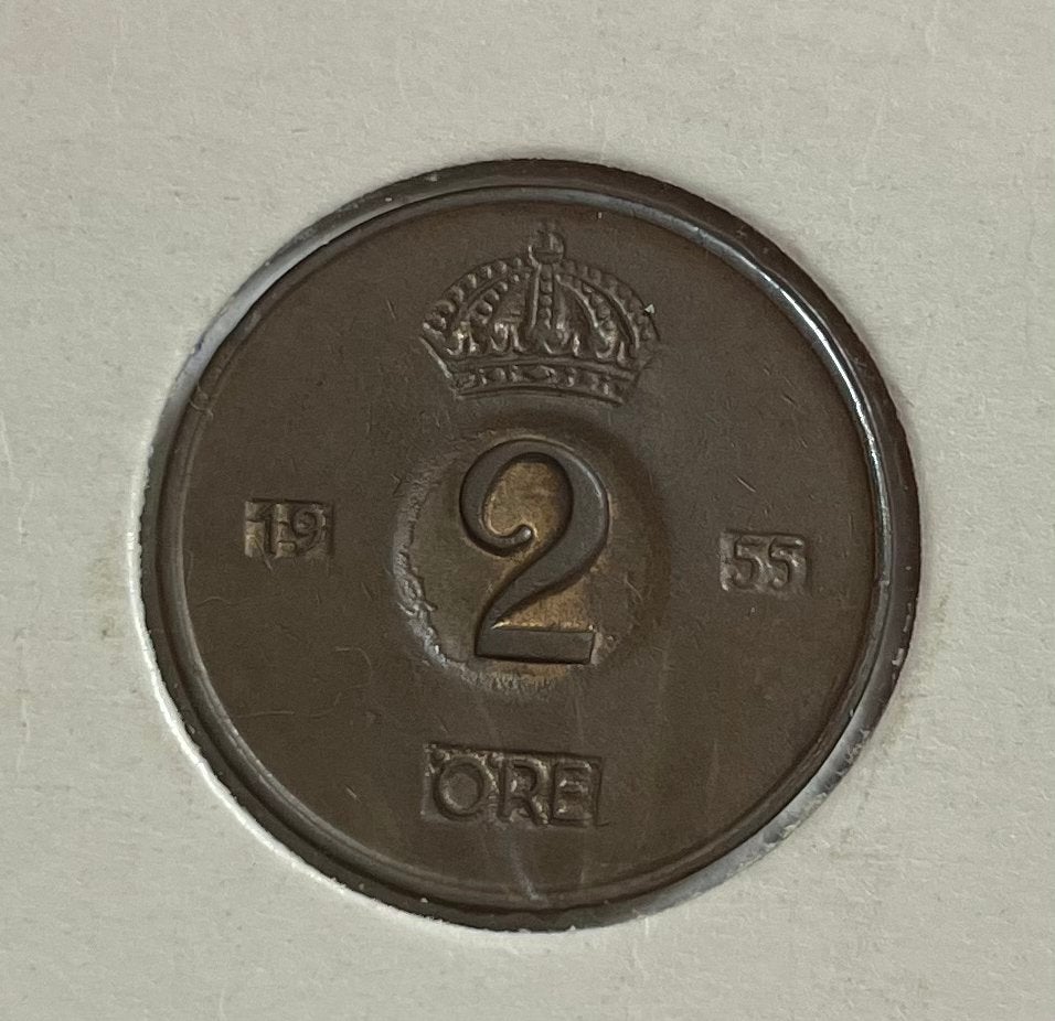 2 ore Zweden 1955, Ophalen of Verzenden