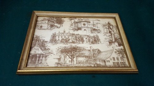 Prent Babberich Nienhuis 1914-1989 in houten goudkleurige li, Ophalen of Verzenden, 'T Olde Gre-j, Info@toldegrej.nl, Endepoelstraat 20f Didam
