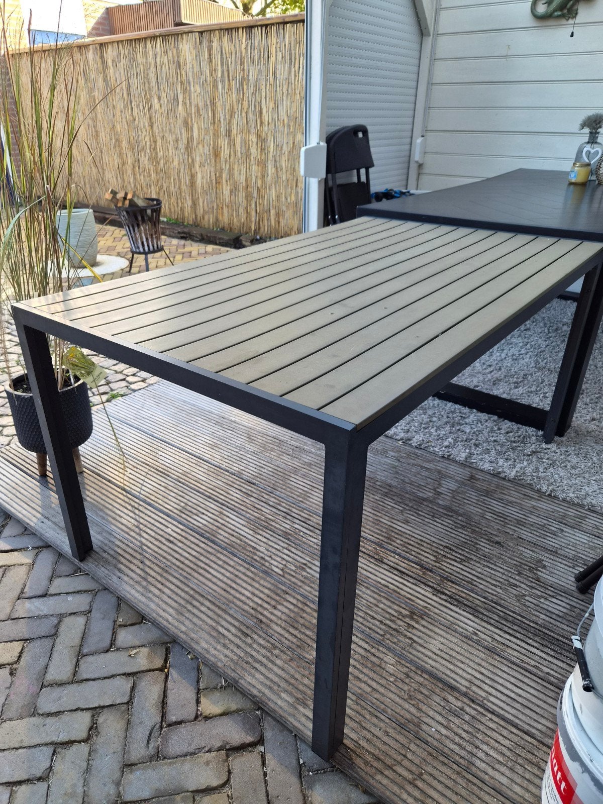 Tuin-/eettafel 150x90 cm - Ophalen tegen elk aannemelijk bod, Tuin en Terras, Ophalen, Gebruikt, Rechthoekig, Kunststof