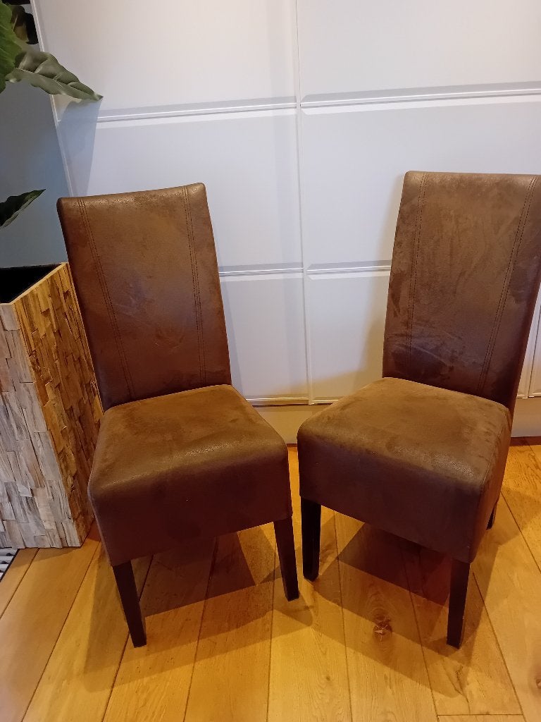eetkamerstoelen, Huis en Inrichting, Ophalen, Gebruikt, Bruin, Leer