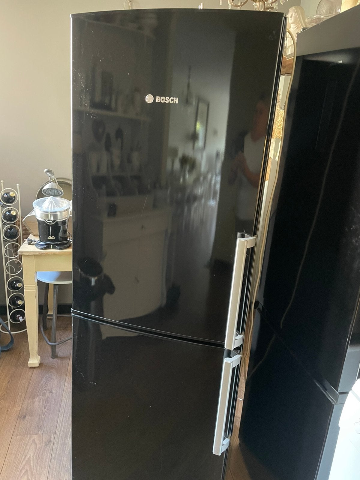Te koop mooie zwarte BOSCH koelkast, Ophalen, Gebruikt, 200 liter of meer, 160 cm of meer