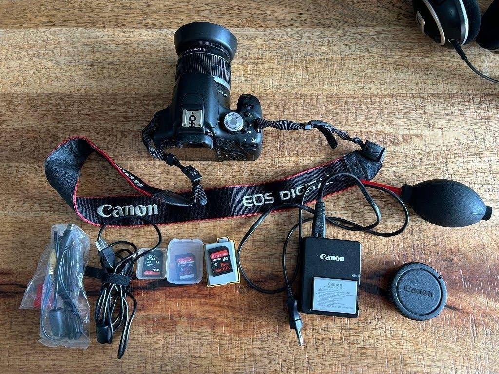 Canon EOS 500D spiegelreflexcamera met accessoires, Audio, Tv en Foto, Fotocamera's Digitaal, Ophalen, Gebruikt, Spiegelreflex