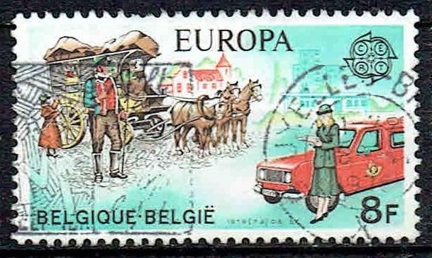 Belgie 1979 Europa Koets met paarden postauto, Verzenden, Gestempeld, Dier of Natuur