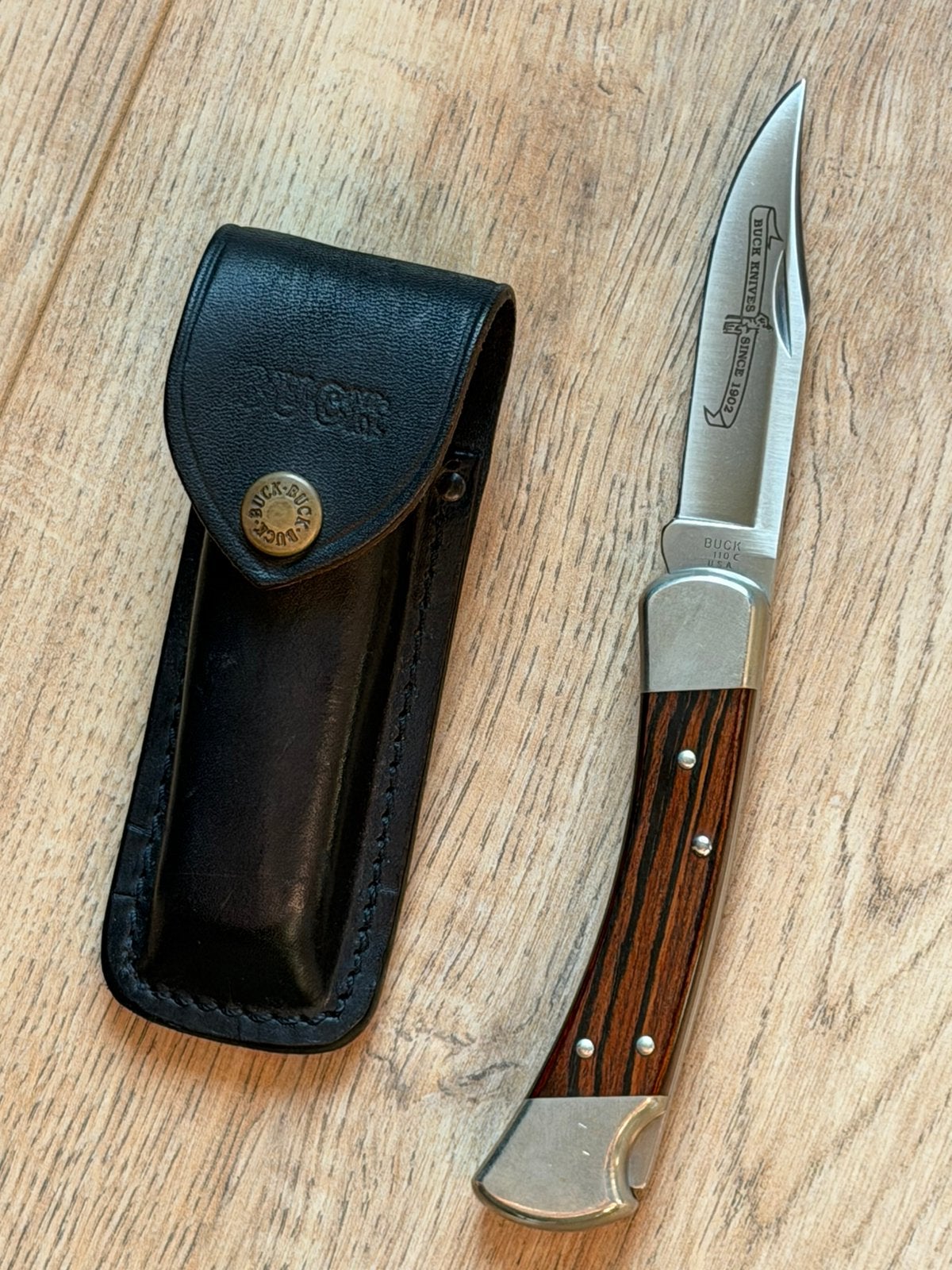 vintage Buck 110 C made in USA folding lock back knife nieuw, Verzenden, Nieuw