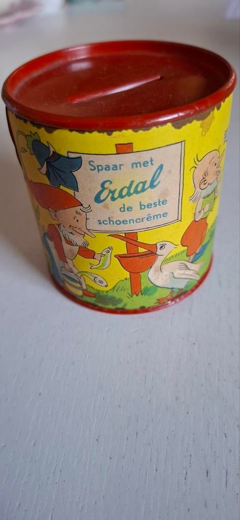 Vintage Erdal Spaarpot - Kabouters, Verzamelen, Ophalen of Verzenden, Gebruikt, Metaal of Blik, Overige thema's