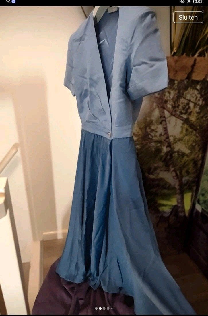 Sandro Paris midi jurk in blauw - Maat S, Sandro Paris, Blauw, Ophalen of Verzenden, Zo goed als nieuw