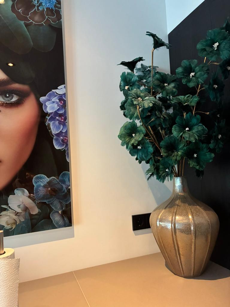 Riverdale bloemenvaas met zijde bloemen, Ophalen, Zo goed als nieuw