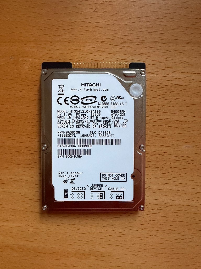 Hitachi harddisk 100GB, Ophalen, Gebruikt, Desktop, IDE