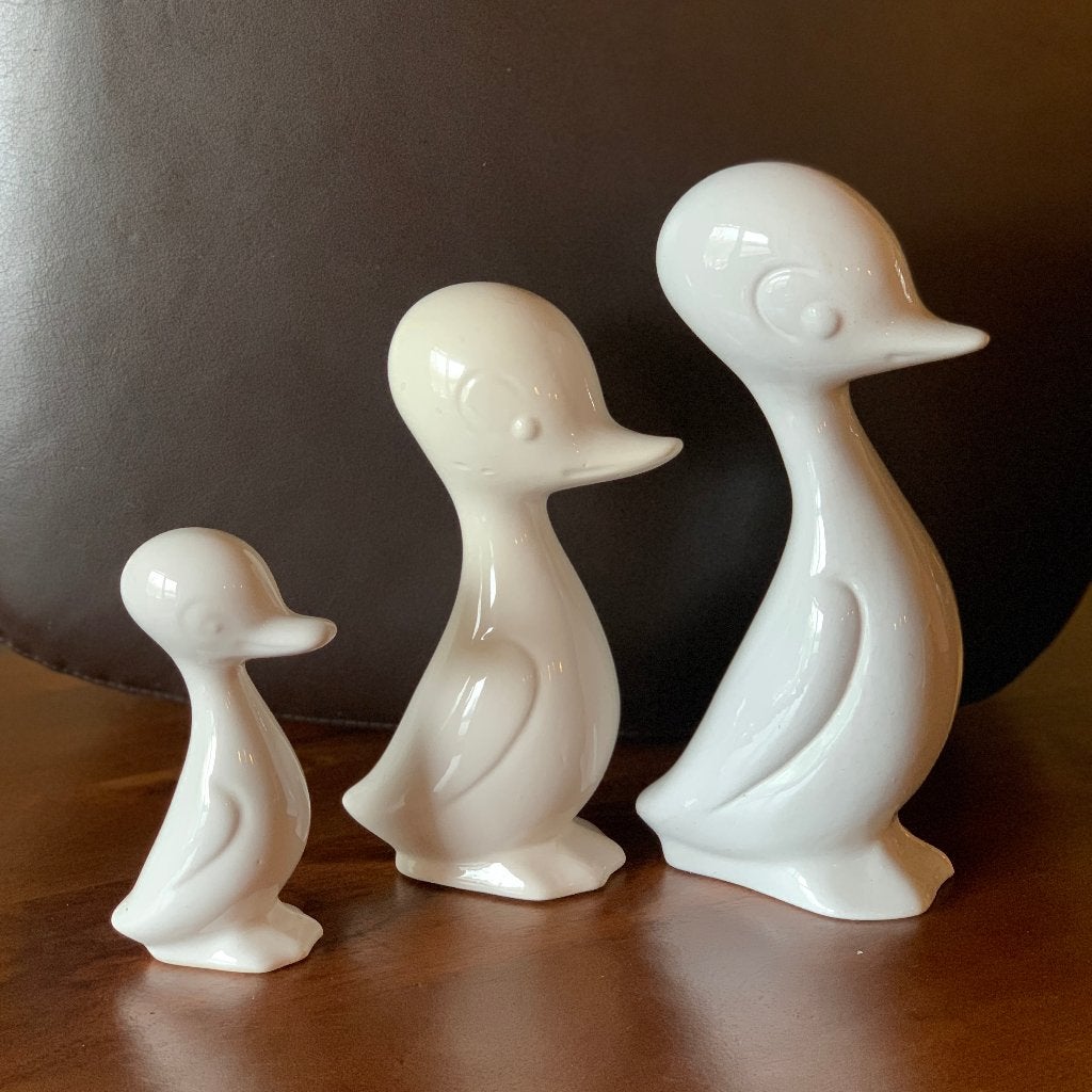 Vintage 3 witte beeldjes eend eendjes eenden, Ophalen of Verzenden, Zo goed als nieuw, Dier