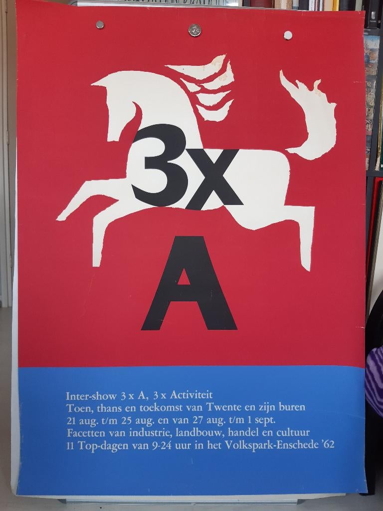 Originele poster 3xA Paard Enschede Bantzinger ?, Verzenden, A1 t/m A3, Reclame, Rechthoekig Staand