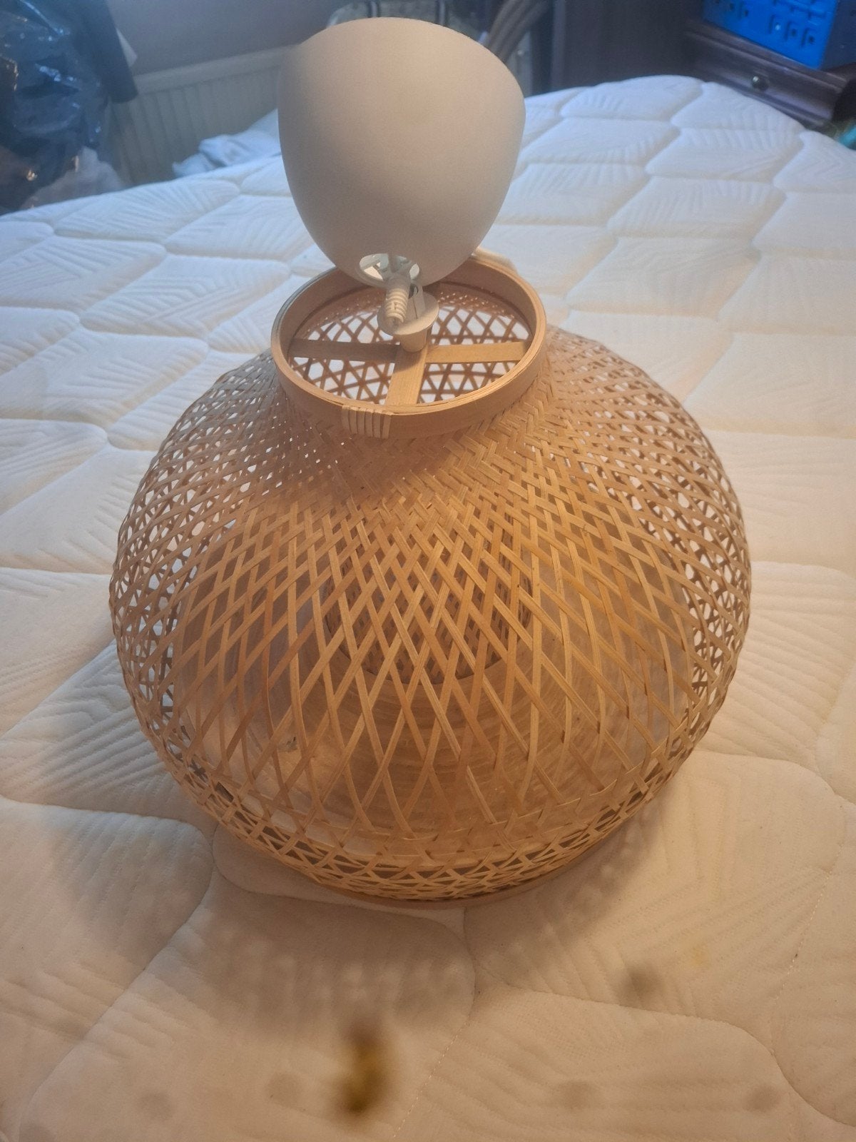 Rotan lampenkap met E27 fitting, Ophalen, Gebruikt, Natuurlijk materiaal, E27 (groot)