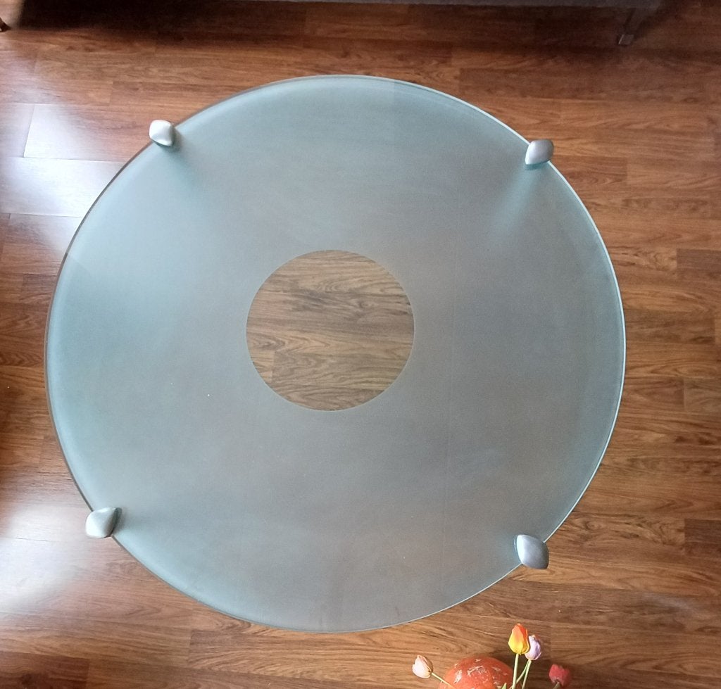 Salontafel, Huis en Inrichting, Tafels | Salontafels, Ophalen, Gebruikt, Rond, Glas