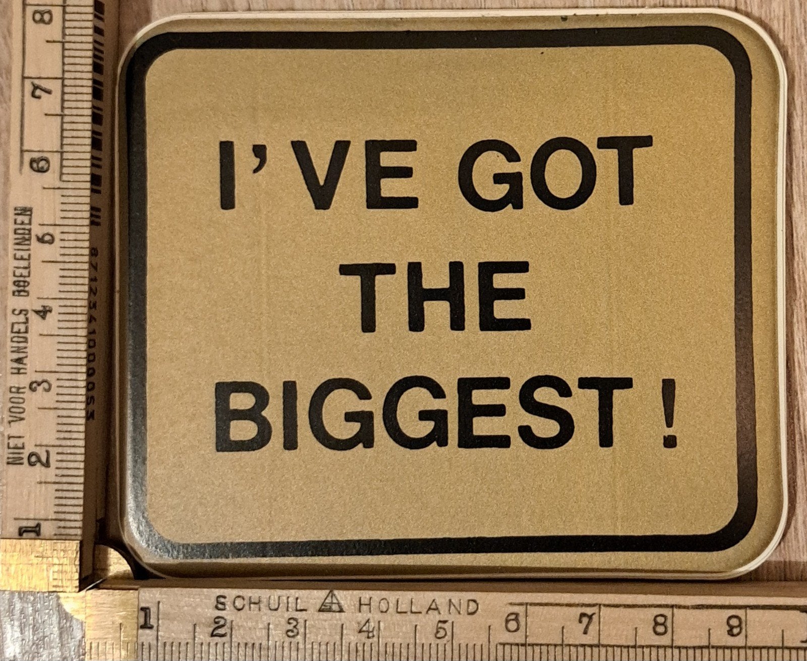 Vintage goudkleurige autosticker I've got the biggest, Ophalen of Verzenden, Zo goed als nieuw, Auto of Motor