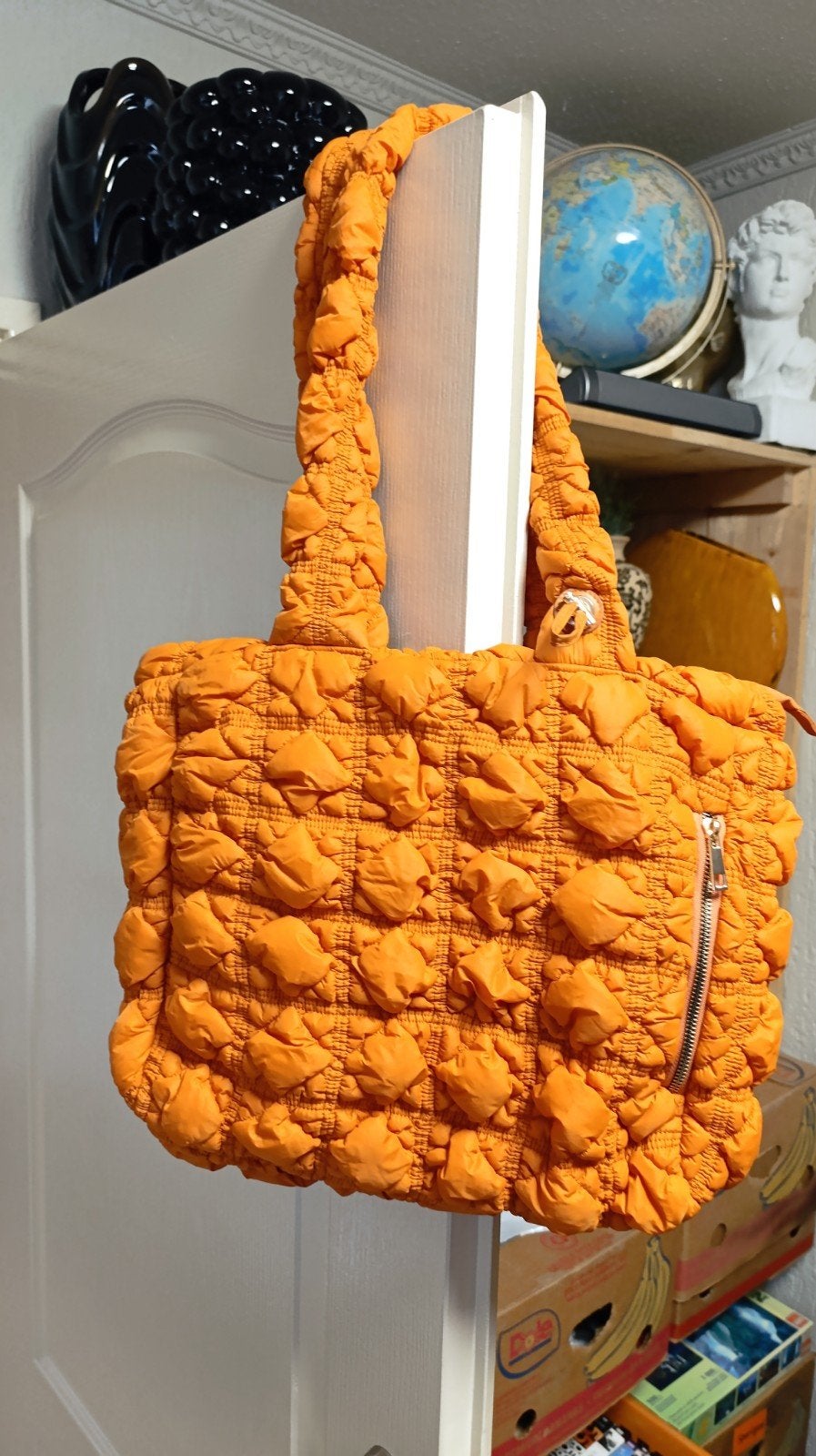 Oranje Trendy nieuwe puffer bag, handtas, schoudertas, Sieraden, Tassen en Uiterlijk, Tassen | Damestassen, Ophalen of Verzenden