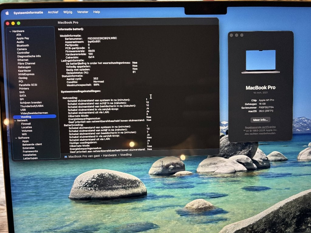 MacBook Pro 16 inch M1 Pro 16GB RAM 512GB SSD, Gebruikt, Qwerty, 512 GB, 16 inch
