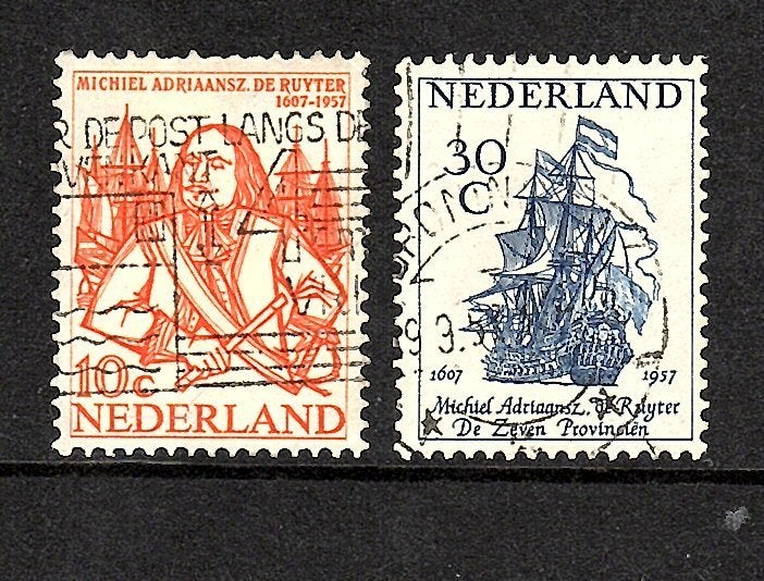 237 Nvph 693-694 de ruyterzegels 1957 gebruikt zie scan., Ophalen of Verzenden, Na 1940, Gestempeld