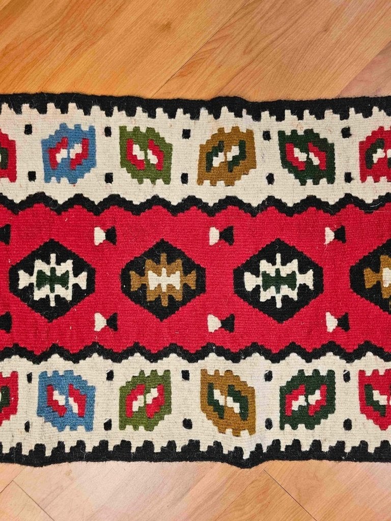 Kelim Loper 96/40 cm, Zo goed als nieuw, DJT De Juiste Toon, Rechthoekig, Groen