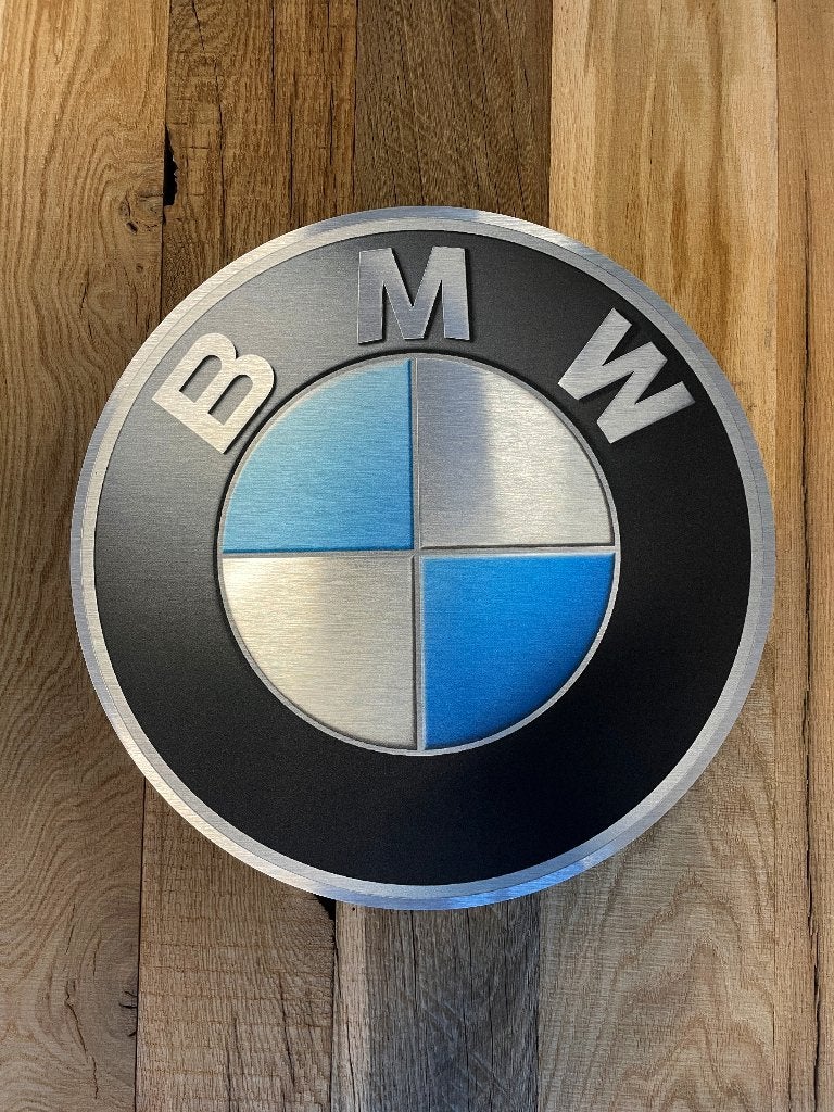 Reclamebord BMW logo embleem 40x40cm aluminium, Verzamelen, Ophalen of Verzenden, Nieuw, Reclamebord