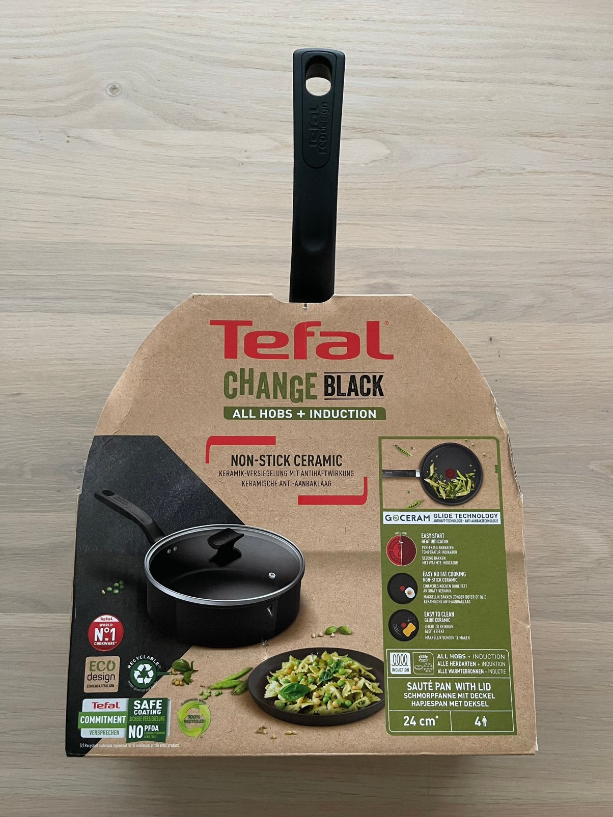 Tefal Change Black 24cm hapjespan nieuw in doos, Ophalen of Verzenden, Nieuw, Kookpan, Tefal