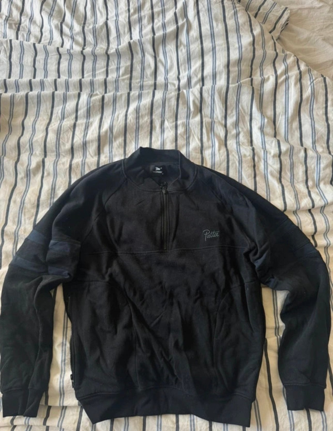 Patta Black Half-Zip Sweatshirt, Kleding | Heren, Truien en Vesten, Ophalen of Verzenden, Zo goed als nieuw, Maat 48/50 (M), Zwart