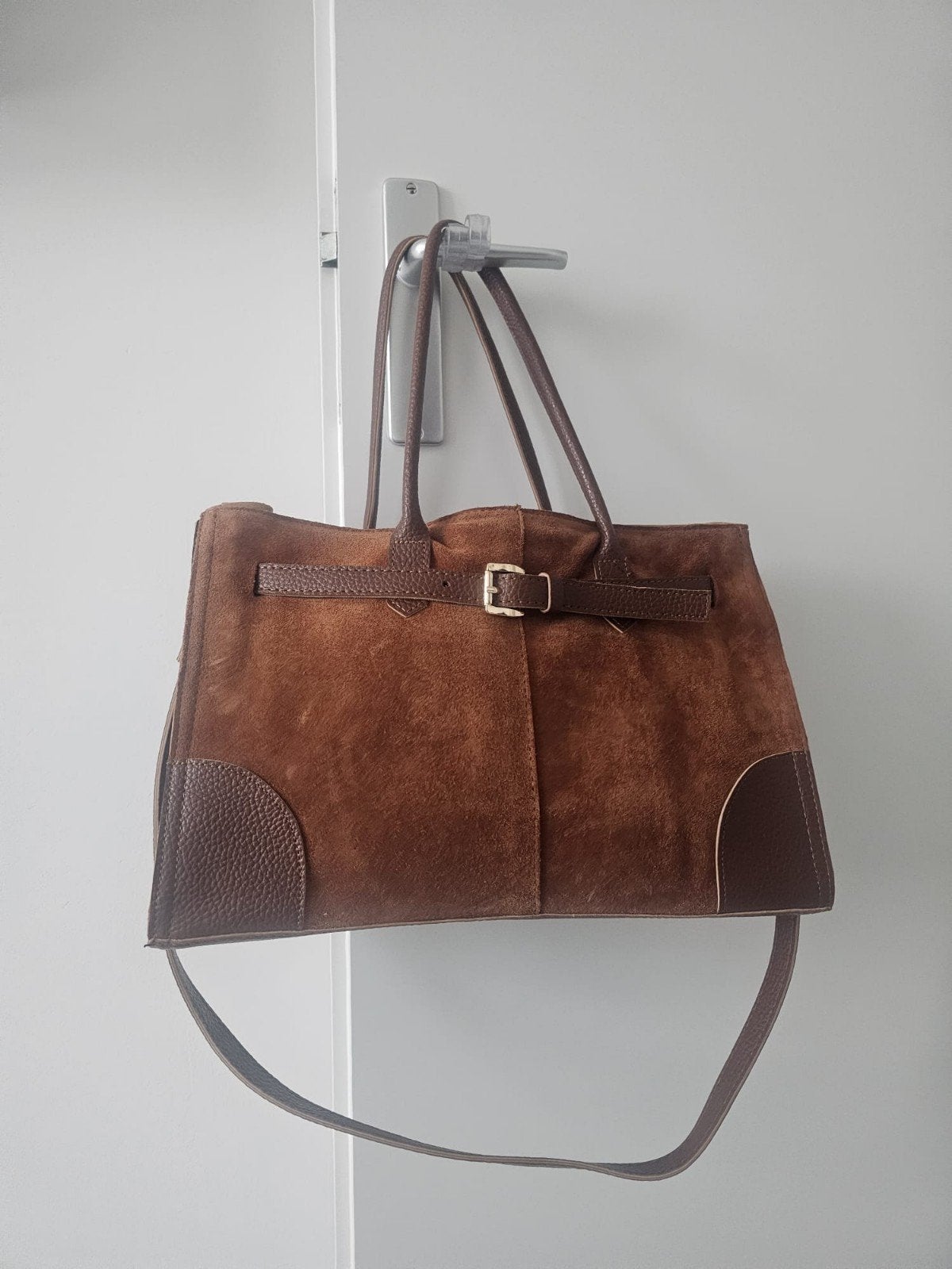 Italiaanse Echt leren tas, gloednieuw, 38 cm breed, 25 cm la, Ophalen of Verzenden, Nieuw, Bruin, Handtas