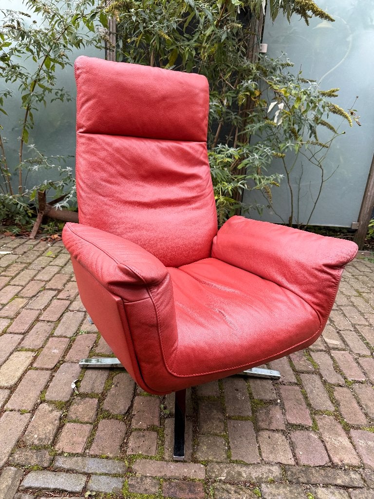 FSM Shelby loungefauteuil leer in nieuwstaat, Ophalen, Loungen Vintage Klassiek Tijdloos Chique, 125 tot 150 cm, Zo goed als nieuw