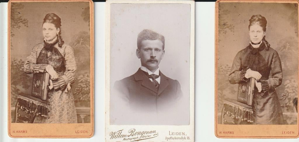 18x Carte de Visite: Fotograaf Leiden, Verzamelen, Gebruikt, Verzenden, Foto, Voor 1940