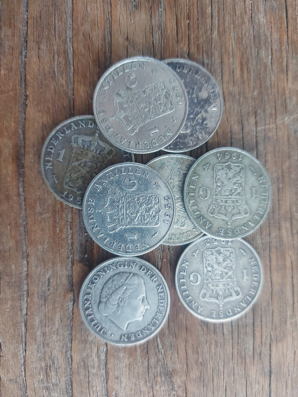 8 x zilveren gulden Nedrlandse Antillen, Ophalen of Verzenden, Koningin Juliana
