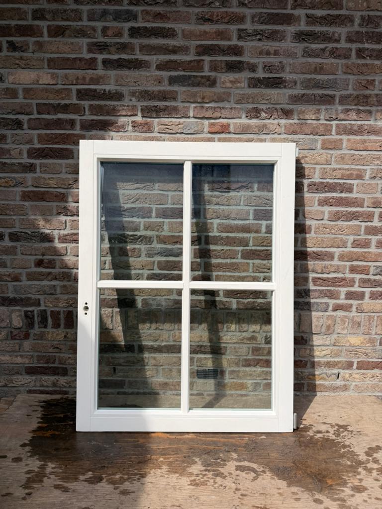 Houten raamkozijnen met ramen – 92 x 124 cm, Doe-het-zelf en Verbouw, Glas en Ramen, Ophalen, Gevelraam of Ruit, Gebruikt, 80 tot 120 cm