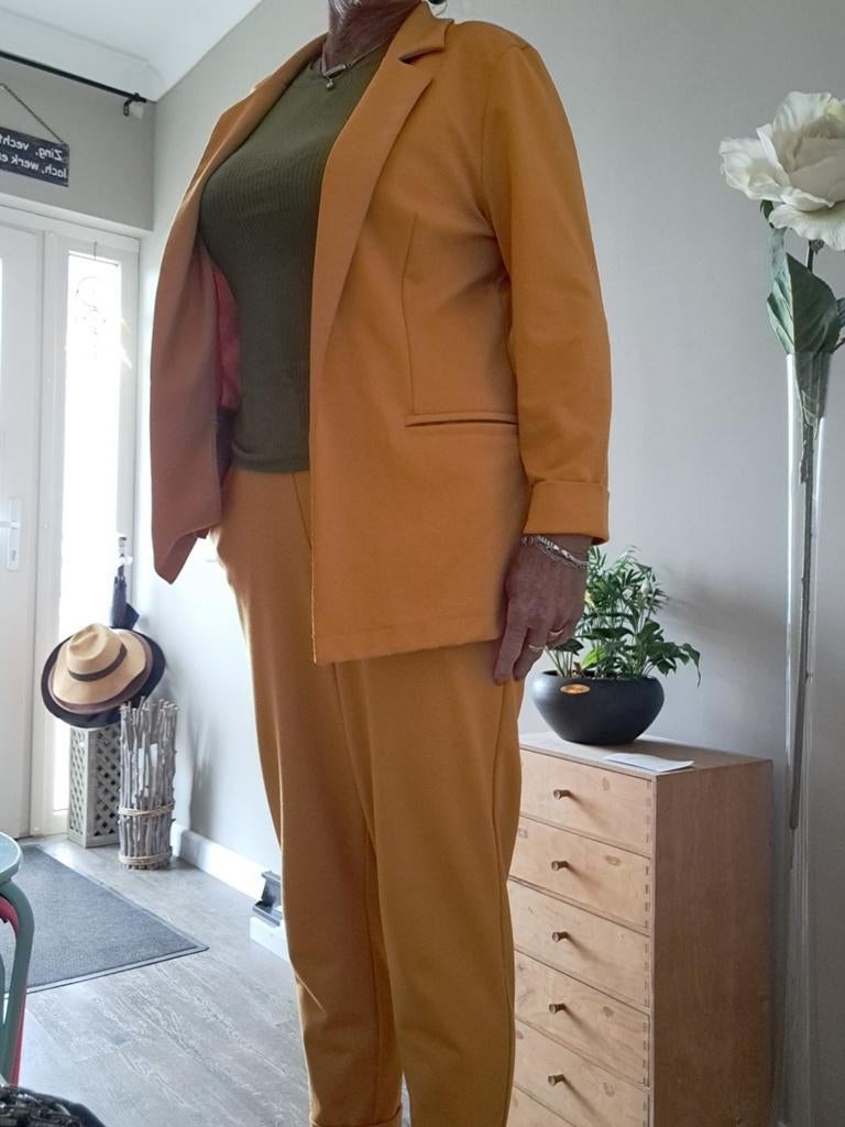 Geel pak H&M zgan Blazer en broek Maat 40, Kleding | Dames, Gelegenheidskleding, Maat 38/40 (M), Overige typen, Geel, Ophalen of Verzenden