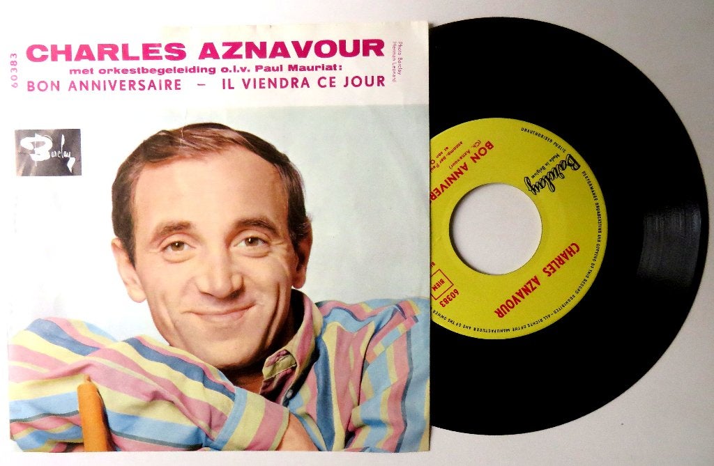 Single Charles Aznavour - Bon Anniversaire, Geseald, Ophalen of Verzenden, Gebruikt
