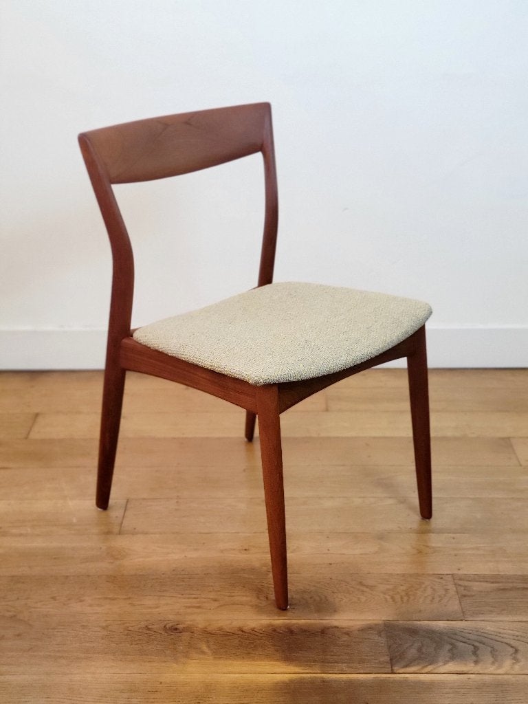 Vintage Deense stoel van R. Borregaard, Ophalen, Gebruikt, Bruin, Stof