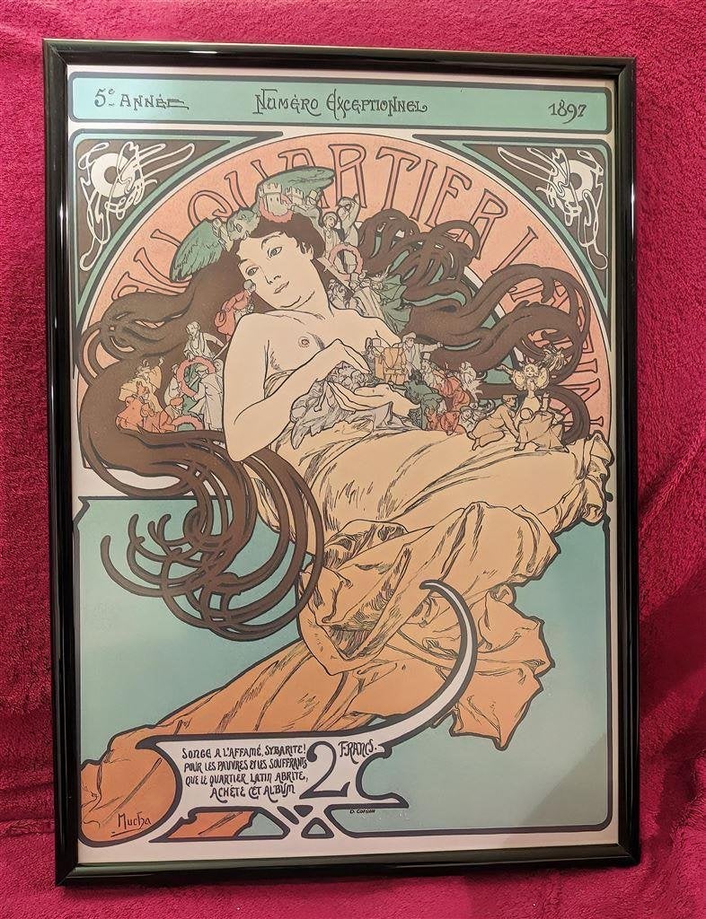 ALPHONSE MUCHA Quartier Latin Jugendstil Poster in Lijst, Verzenden