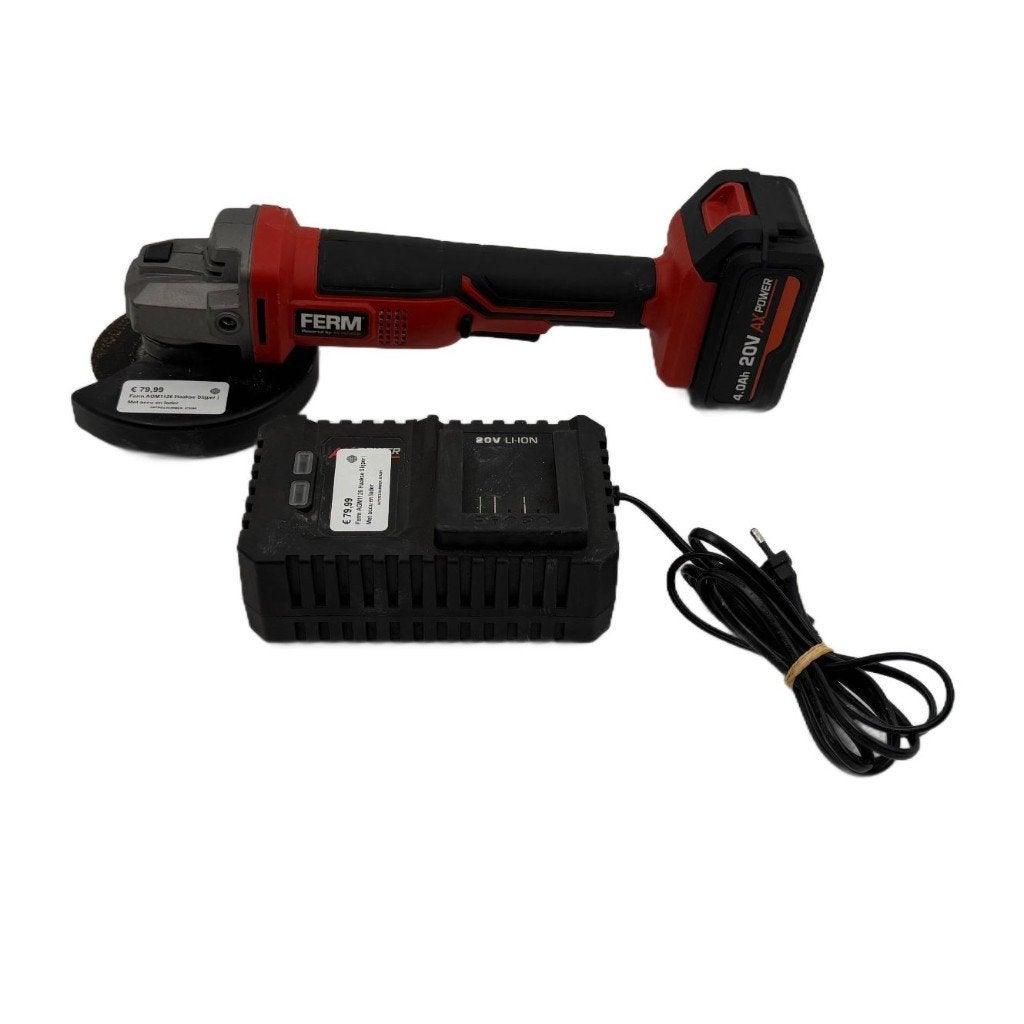 Ferm AGM1126 Haakse Slijper | Met accu en lader, Dordrecht@usedproducts.nl, Toulonselaan 72, Haakse handslijpmachine, Ophalen of Verzenden