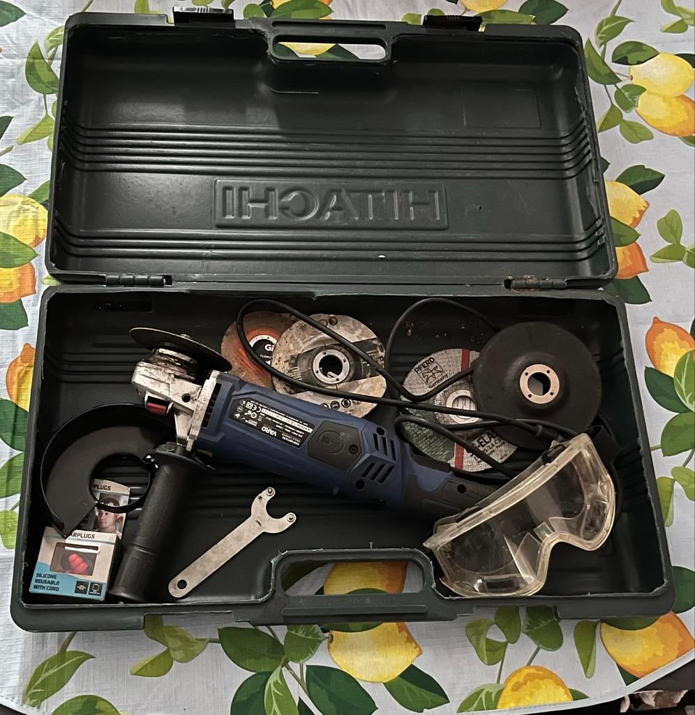 Flex haakse slijpmachine met koffer en toebehoren, Ophalen of Verzenden, Gebruikt, 700 tot 1000 watt, Haakse handslijpmachine