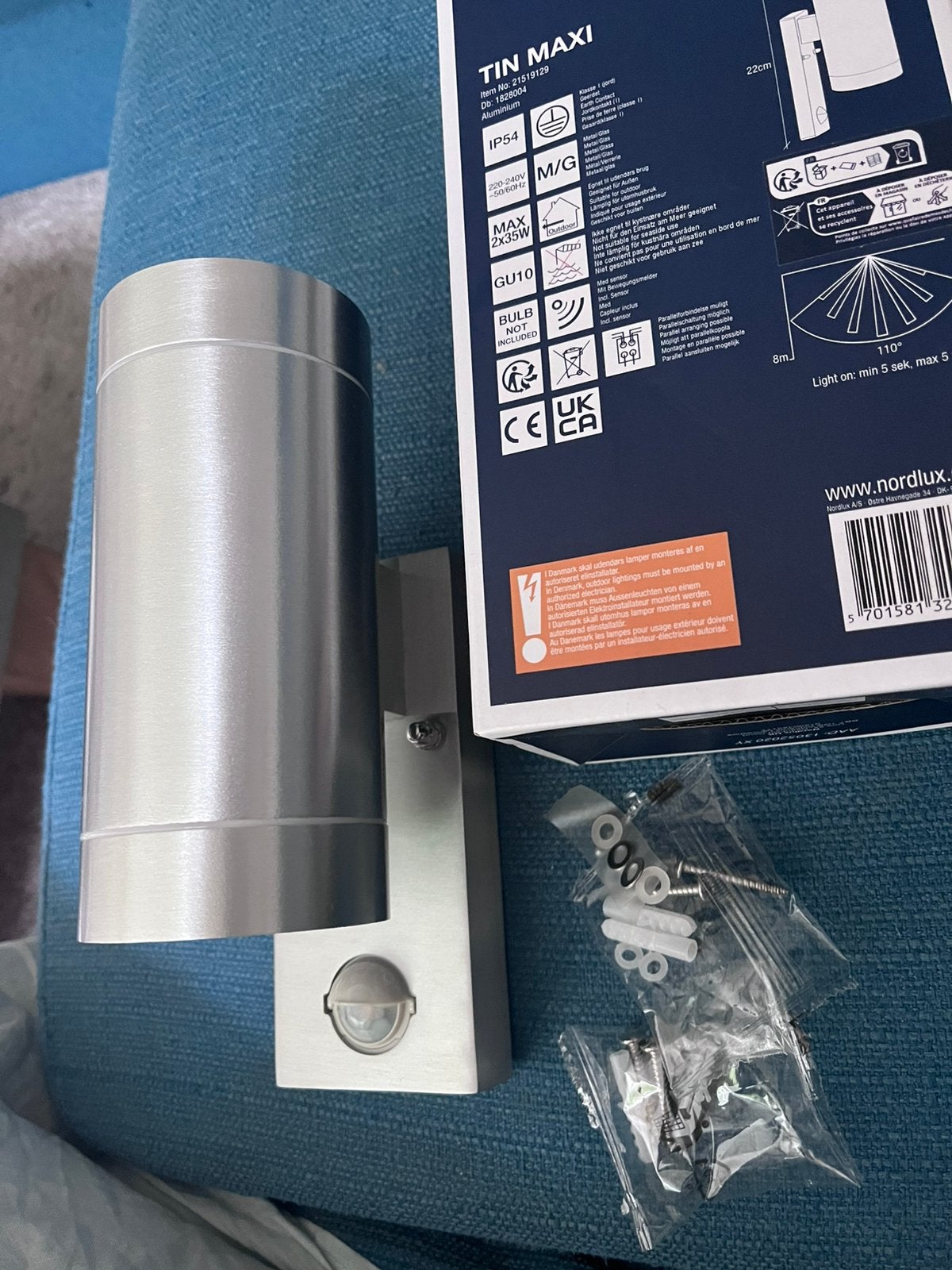 Buitenlamp Buitenverlichting Nordlux met bewegingsmelder, Tuin en Terras, Minder dan 50 watt, Wandlamp, Ophalen of Verzenden, Netvoeding