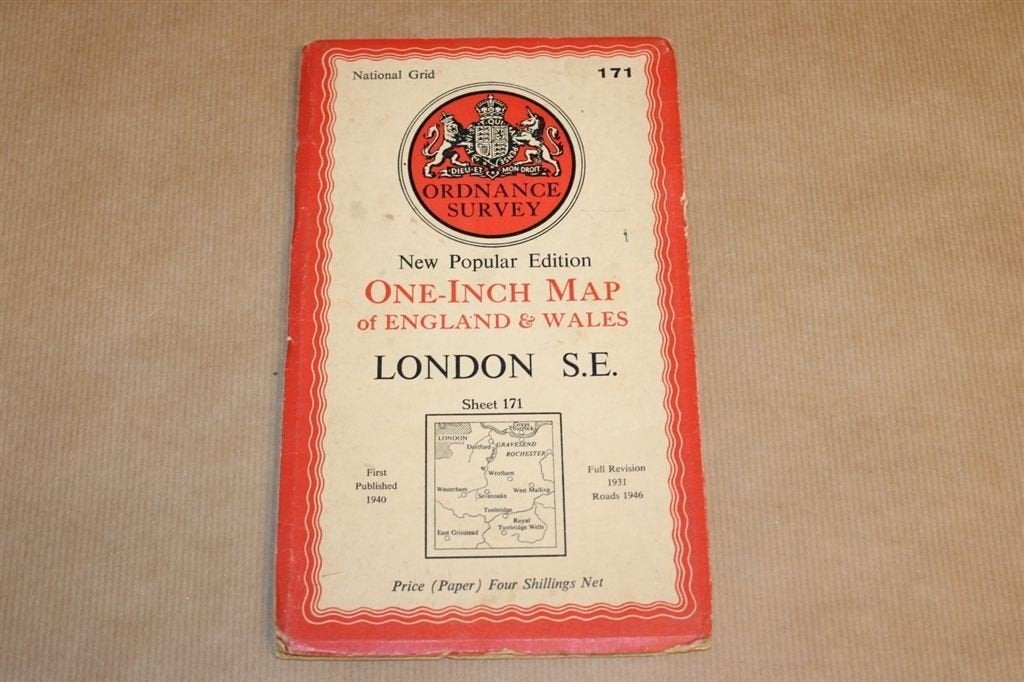 Oude kaart van Londen [One-Inch Map] - 1940 !!, Ophalen of Verzenden, 1800 tot 2000, Nederland, Landkaart