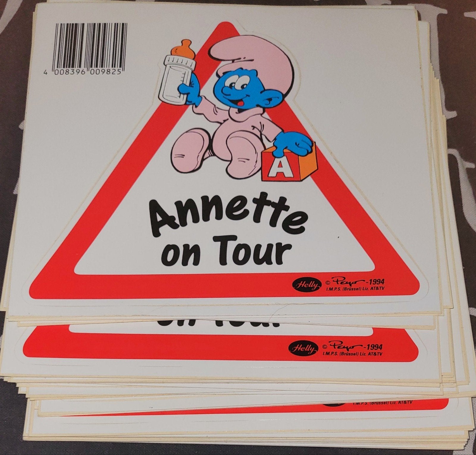 Smurfen Baby on Tour naamstickers Peyo 1994, Verzenden, Nieuw, Babysmurf, Overige typen