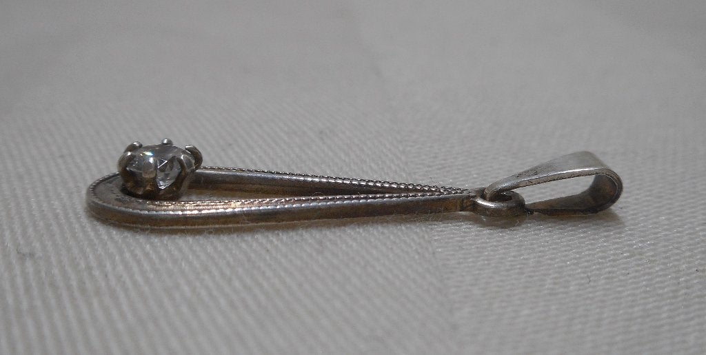 Zilveren vintage hanger met steentje nr1353, Verzenden, Zo goed als nieuw, Zilver, Zilver