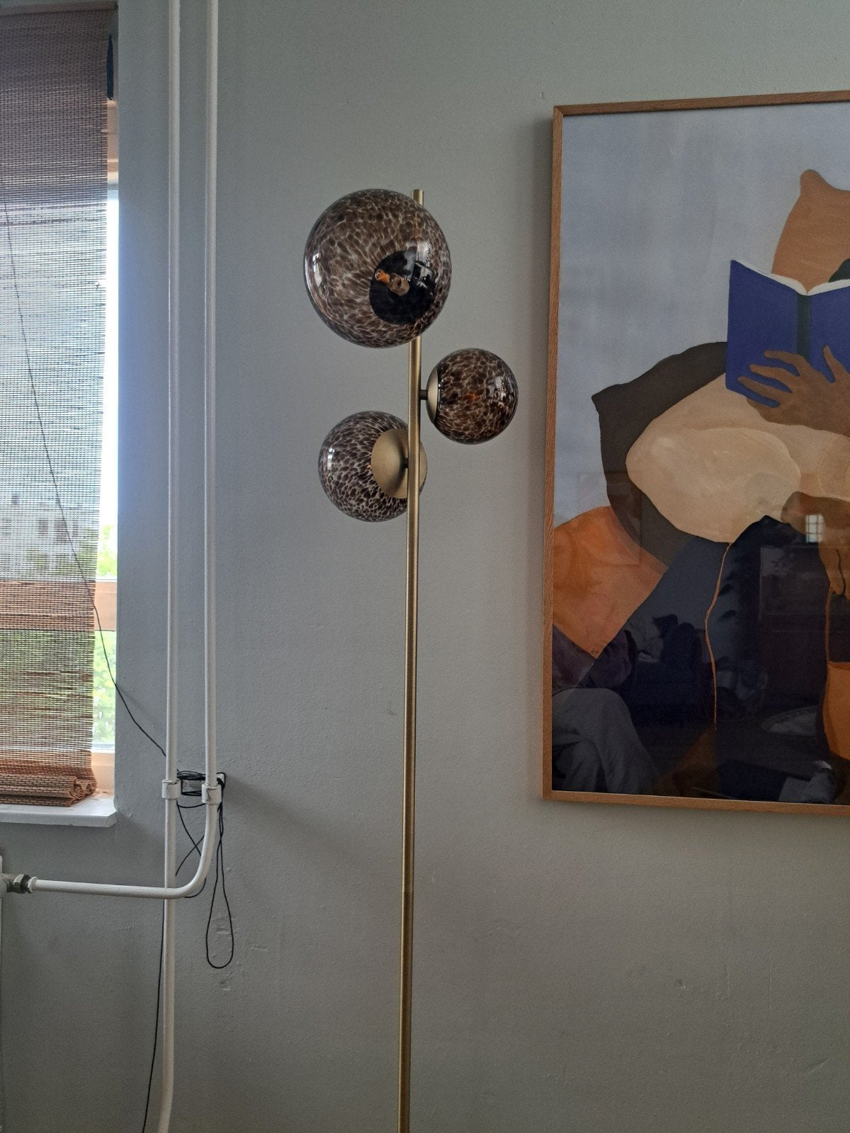 Stijlvolle vloerlamp met 3 glazen bollen, luipaardprint, Ophalen of Verzenden, Zo goed als nieuw, Glas, 150 tot 200 cm