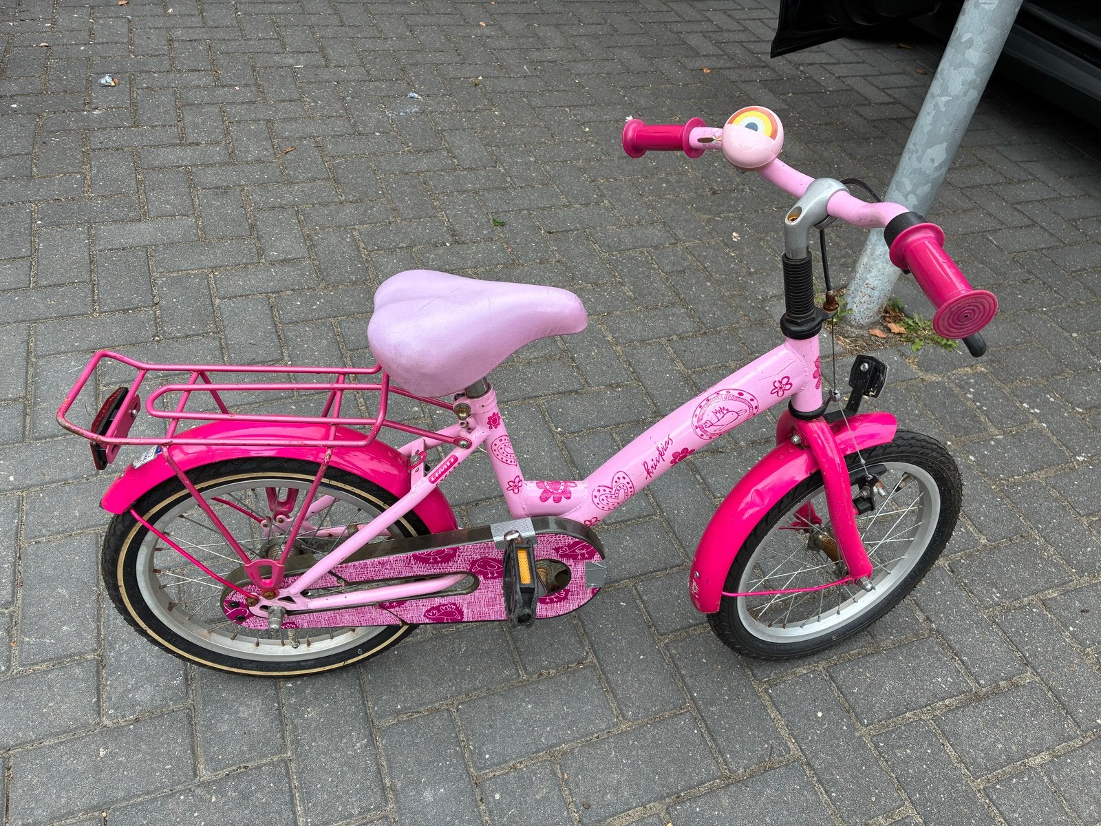 Roze kinderfiets 16 inch - Limit Krikras, Ophalen, Gebruikt, Terugtraprem, 16 tot 20 inch