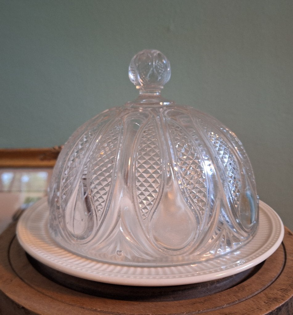 Vintage Glazen Stolp met Patroon, Ophalen of Verzenden